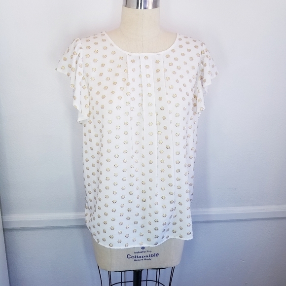 🌸Anthropologie | Gold‎ Polka dot blouse S - Picture 9 of 16